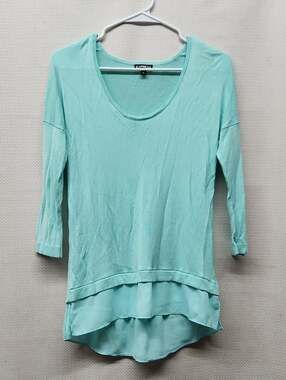 Express Mint Layered Chiffon Hem Tunic